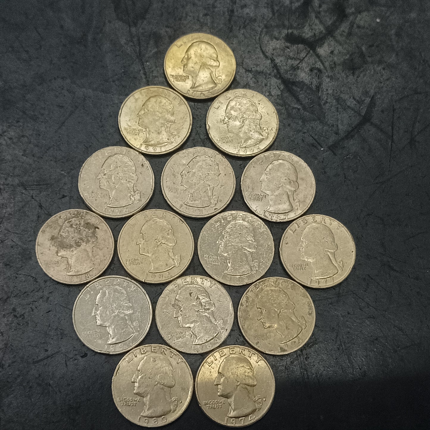 Lot of 15 Coins - 1/4 Dollar U.S.A. Mix Years (Ref: AUc1845)