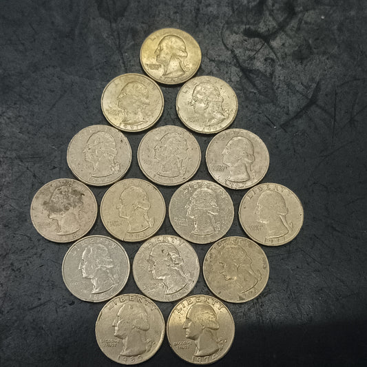 Lot of 15 Coins - 1/4 Dollar U.S.A. Mix Years (Ref: AUc1845)