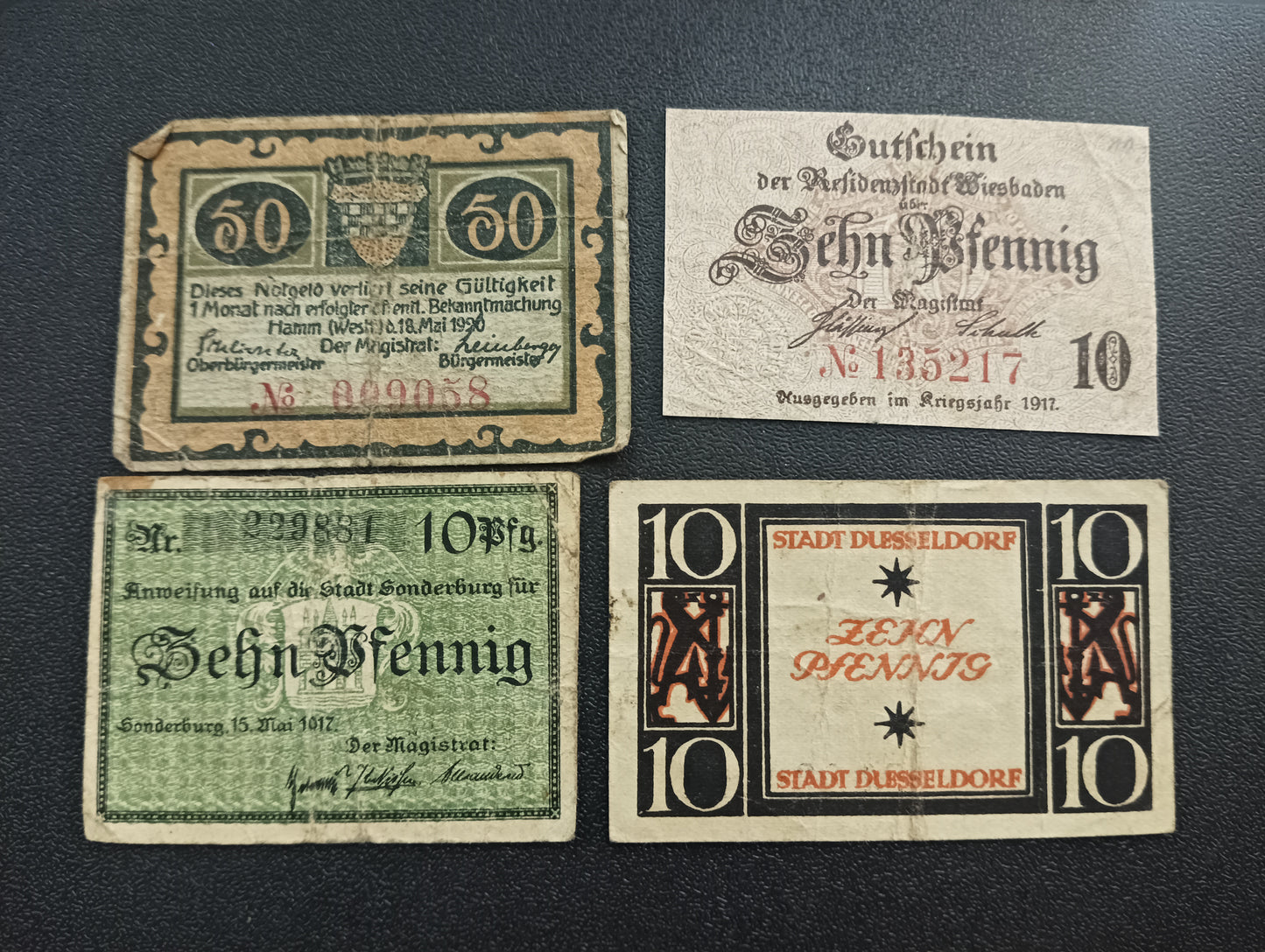 Lot of 4 German Notgeld (World War I Notes - Germany (Ref: AUC0725)