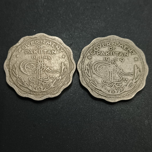 Lot of 2 Coins - 1 Anna 1948/1949 - Pakistan (Ref : AUC1462)