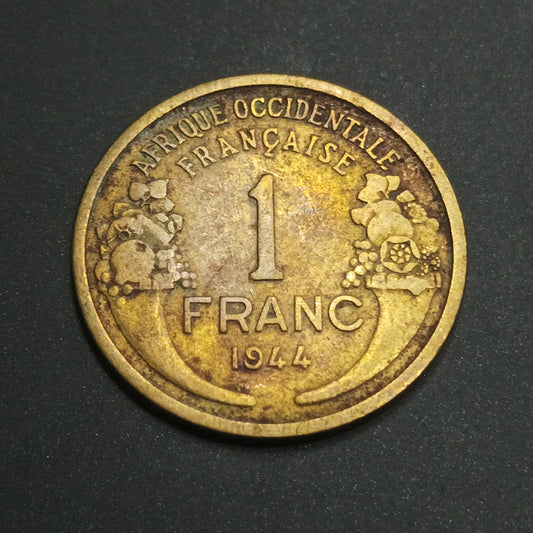 1 Franc 1944 (Scarce) - French West Africa ( Ref : AUC1402)