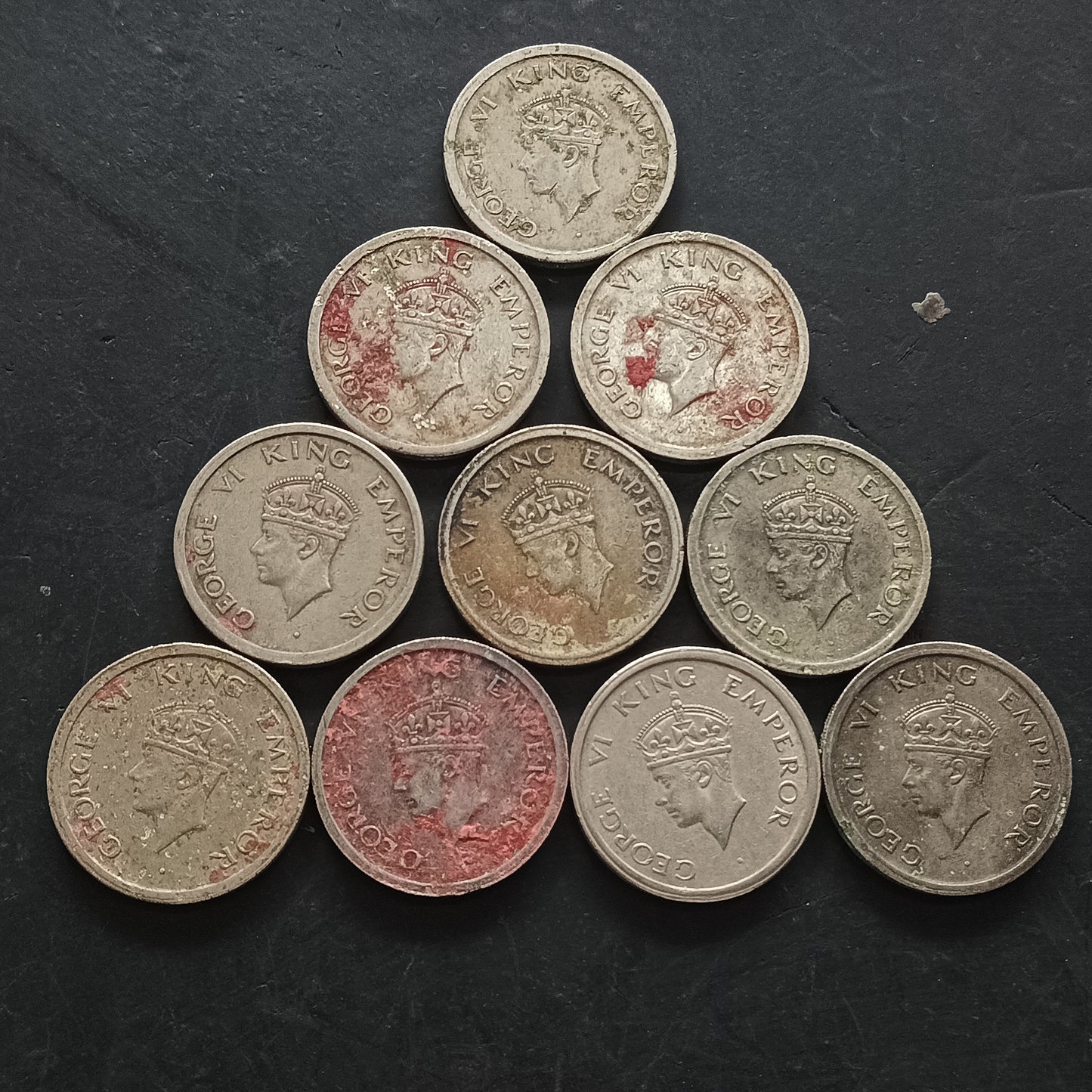 Lot of 10 Coins - 1 Rupees 1947 Nickel -Tiger Rupee (ref : AUC1598)