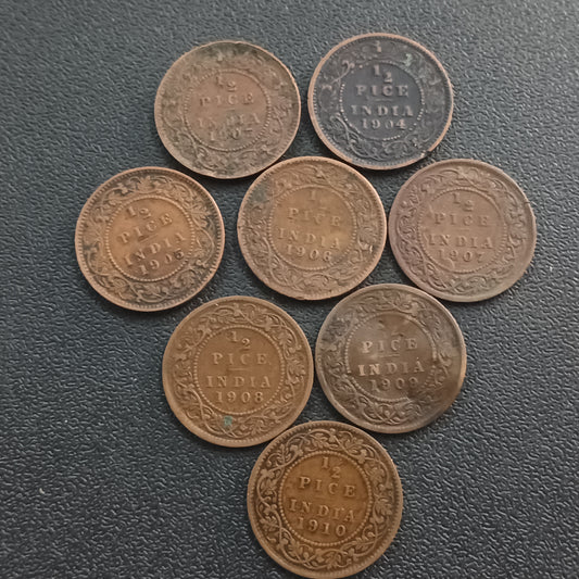 1/2 Pice Edward set of 9 Coins (Ref : Set171201)
