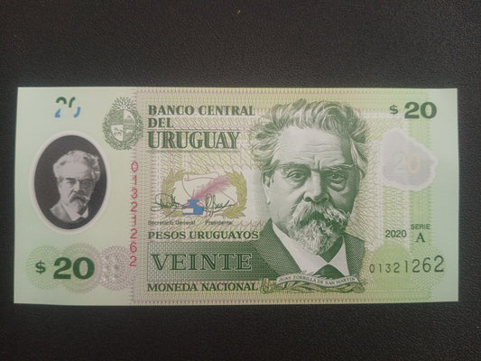 20 Pesos Uruguayos 2020 UNC (Polymer Note) -