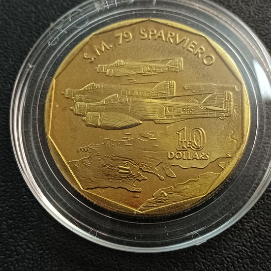 10 Dollars 1991 UNC : Aircraft of WWII - S.M. 79 Sparviero - Marshall Islands