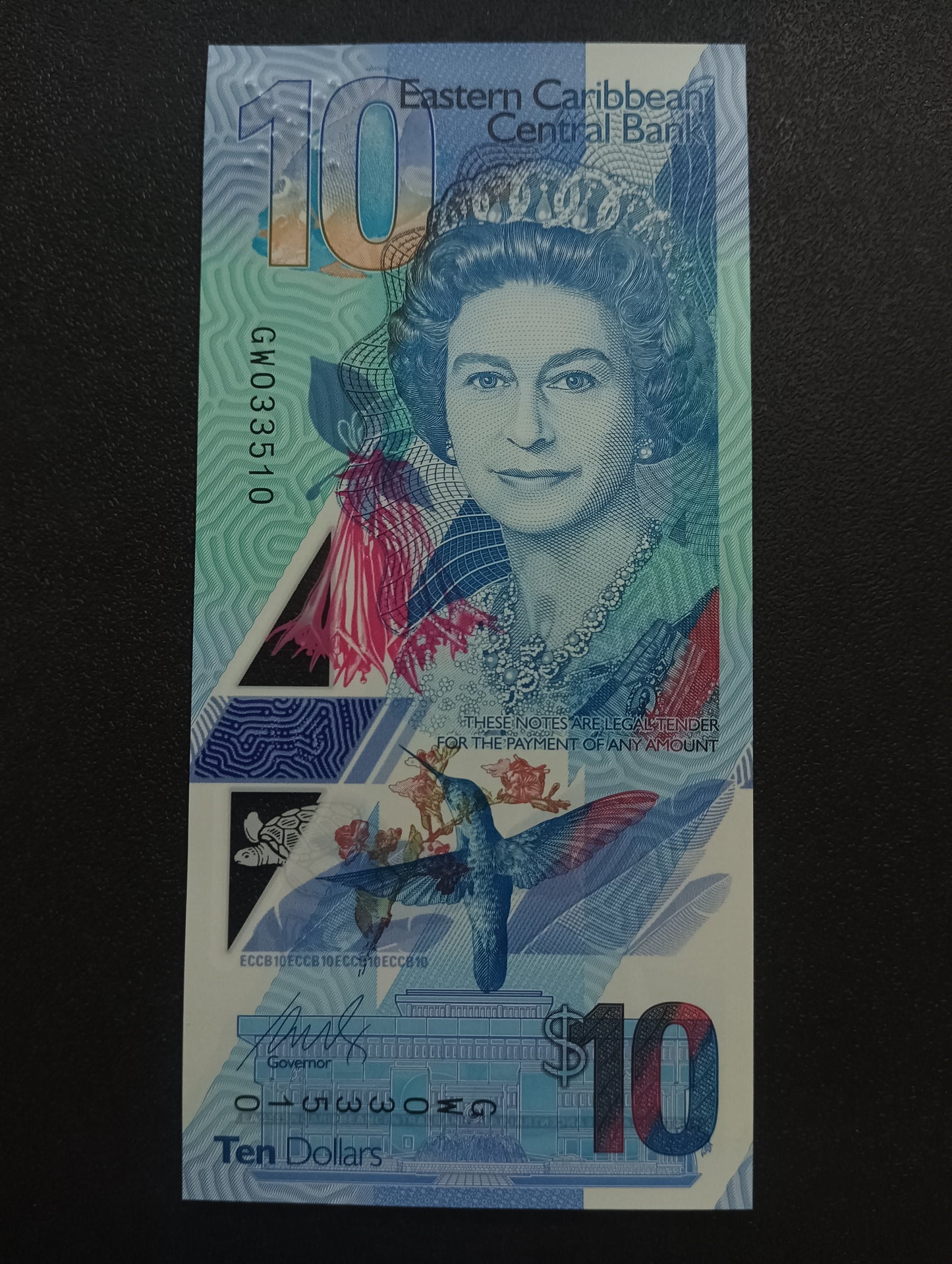10 Dollars 2019 UNC Polymer Note -  East Caribbean States