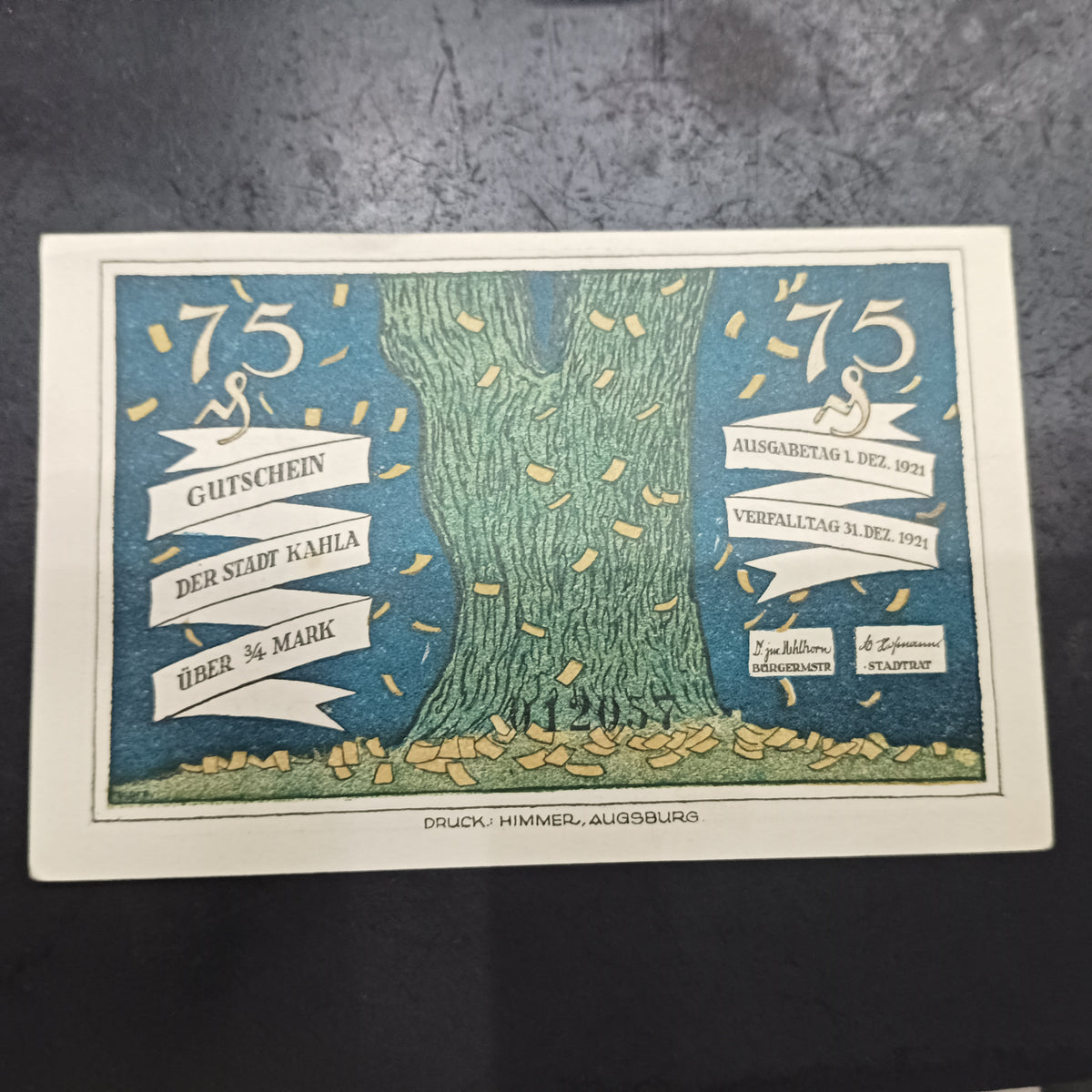 75 Pfennigs 1921- City of Kahla (Federal state of Thuringia) - German Notgeld (Ref: AUC1922)