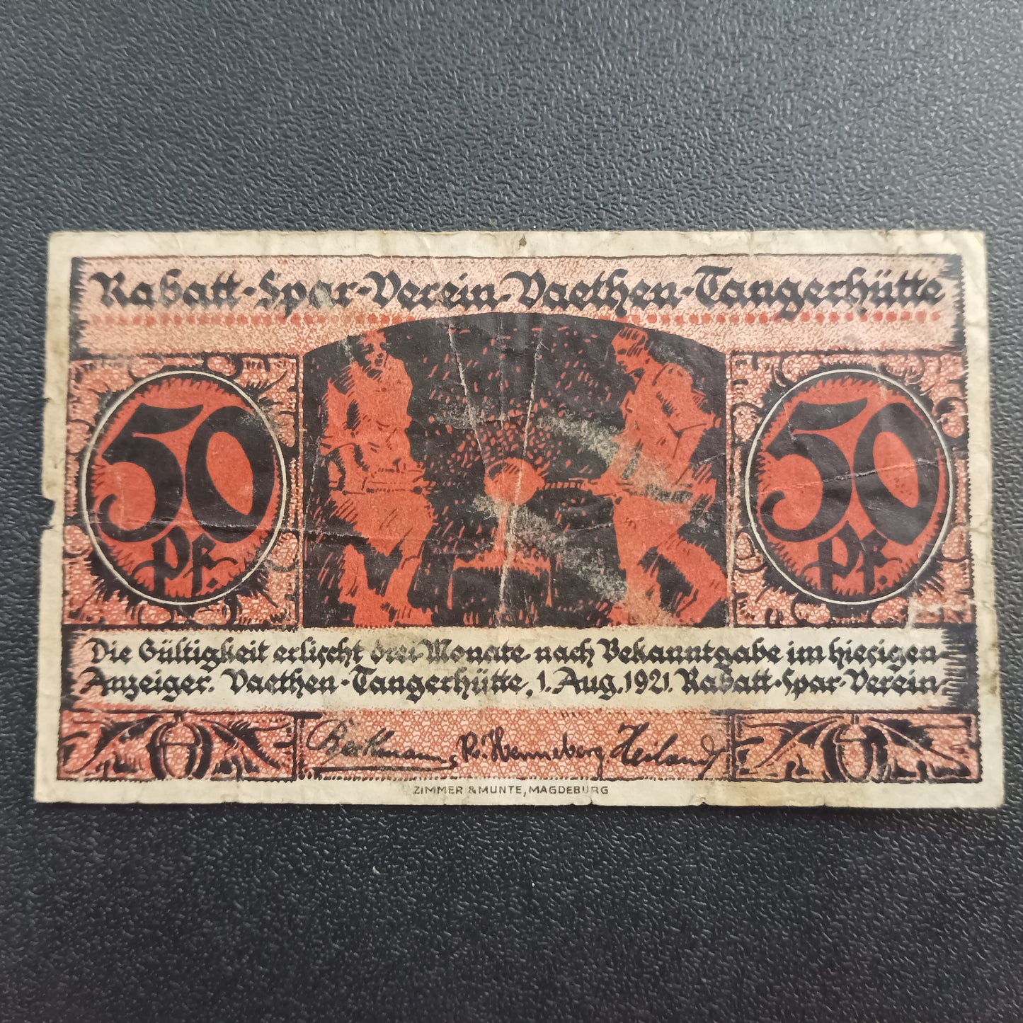 50 Pfennigs 1921 - 	Municipality of Vaethen-Tangerhütte (Prussian province of Saxony) - German Notgeld (Ref: AUC0732)