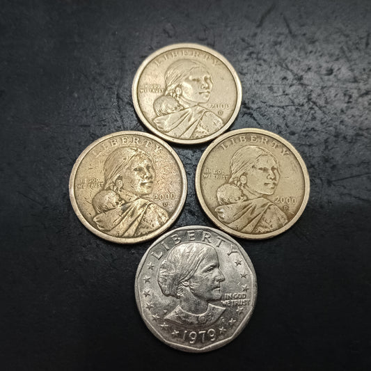 Lot of 4 Coins - 1 Dollar U.S.A. - (Ref: AUC1774)