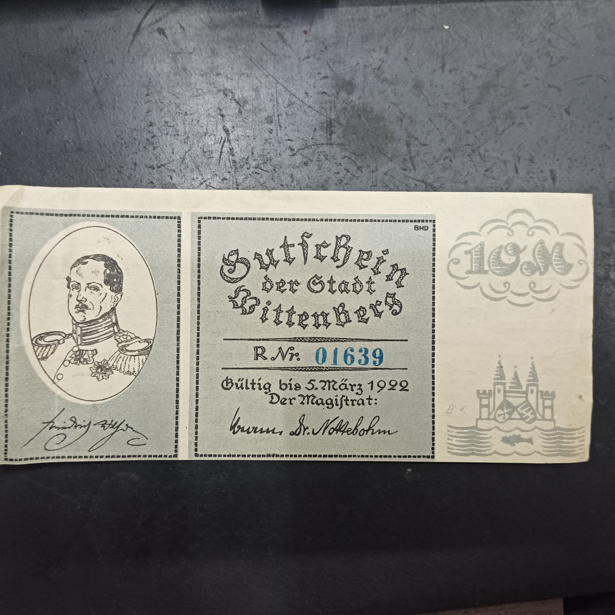 10 Mark 1922 - 	City of Wittenberg (Prussian province of Saxony) - German Notgeld (Ref: AUC1920)