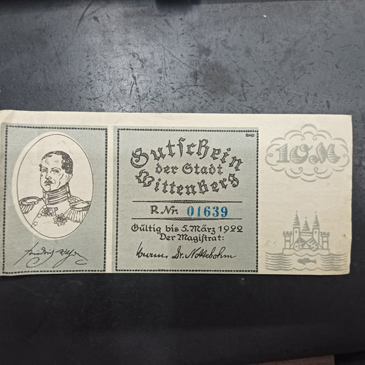 10 Mark 1922 - 	City of Wittenberg (Prussian province of Saxony) - German Notgeld (Ref: AUC1920)
