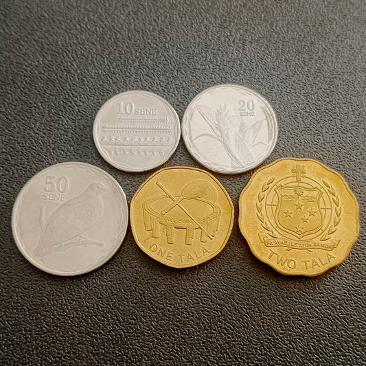 Samoa Set of 5 UNC to AUNC Coins (10/20/50 Sene, 1/2 Tala)