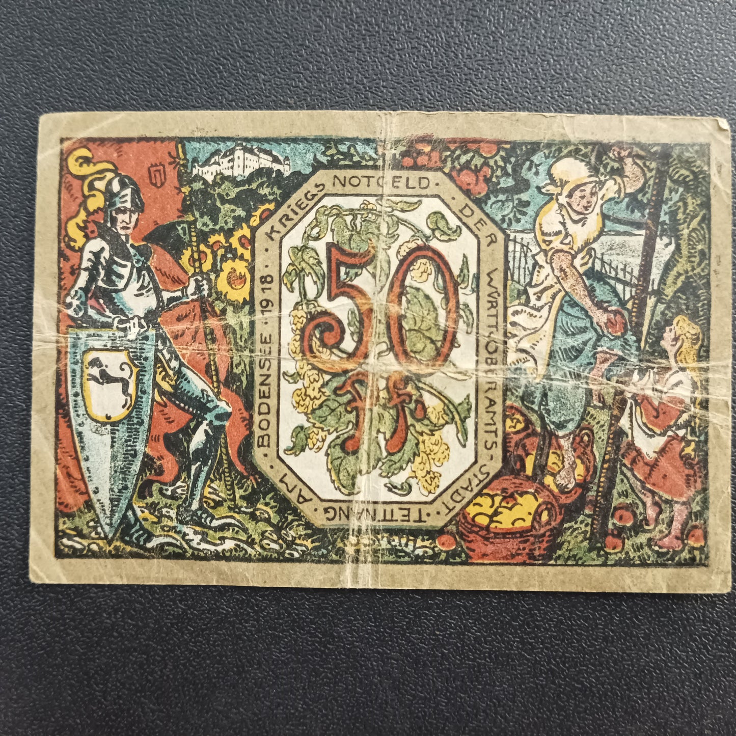 50 Pfennigs 1918 -City of Tettnang (Federal state of Württemberg) - German Notgeld (Ref : AUC0731)