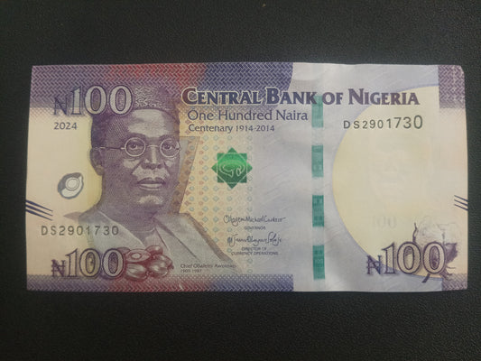 100 Naira 2024 UNC (Nigeria's 100 Years of Existence) - UNC - Nigeria