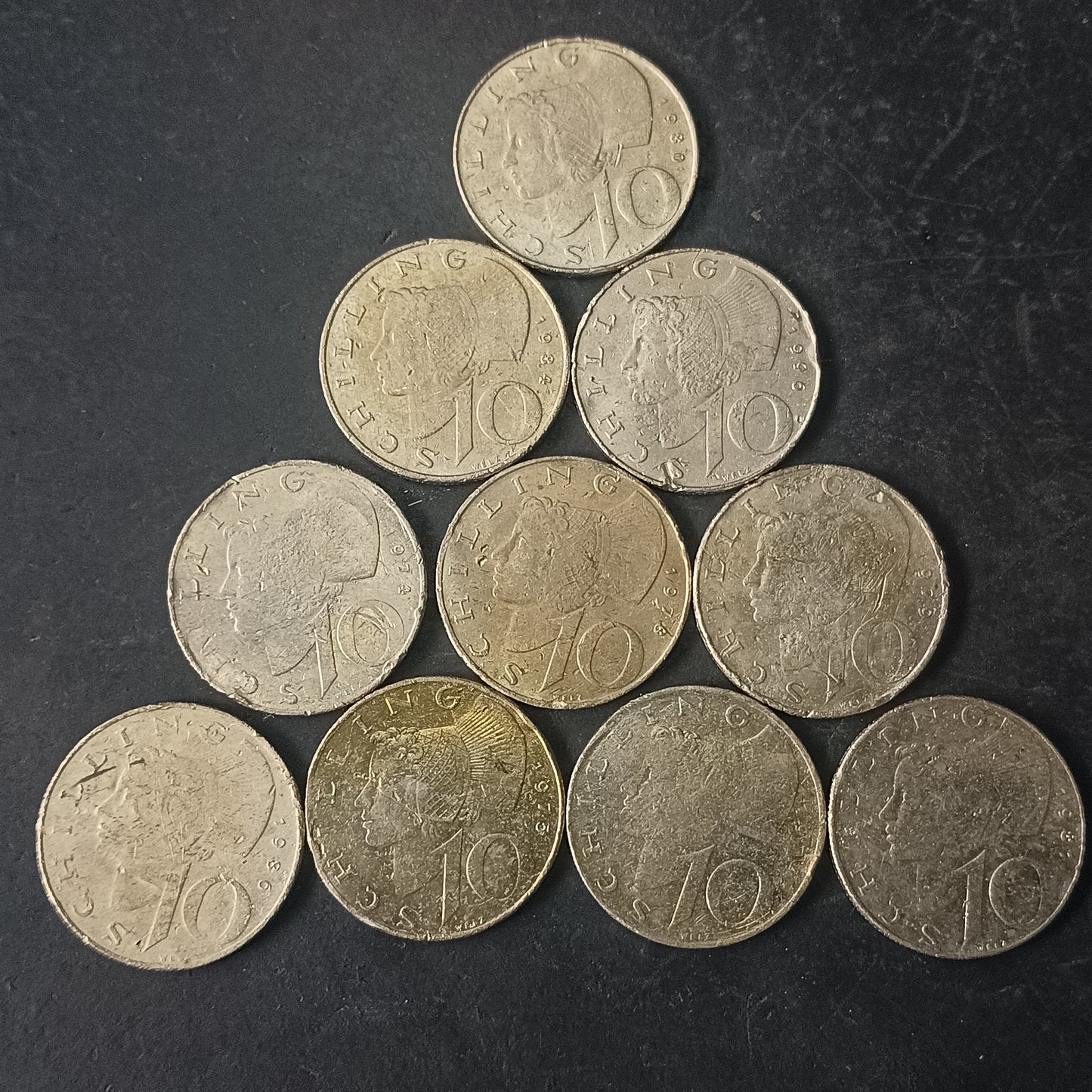 Lot of 10 Coins - 10 Schilling Austria Mix Years (Ref: AUC1791)