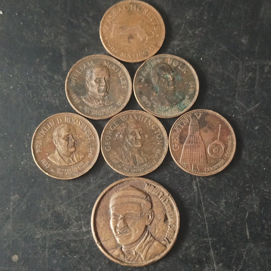 Lot of 7 Copper Mix Tokens (Ref: AUC1505)