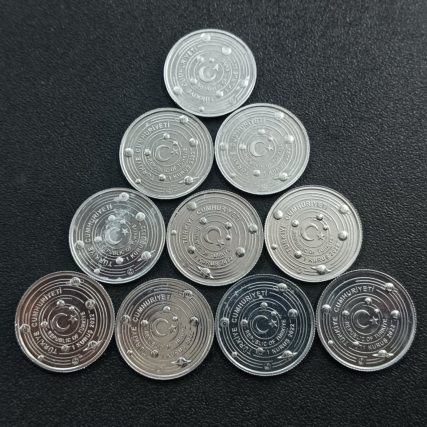 1 Kurus 2022 : Set of 10 UNC Coins : Solar System Planets (Non Circulating Coins)
