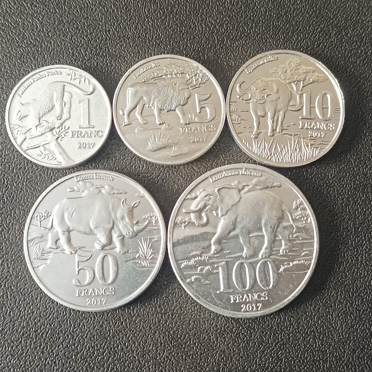 Set of 5 UNC Coins - Katanga - The Big Five series (Leopard/Lion/Buffalo/Rhino/Elephant)