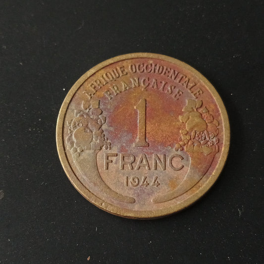 1 Franc 1944 (Scarce) - French West Africa ( Ref : AUC1437)