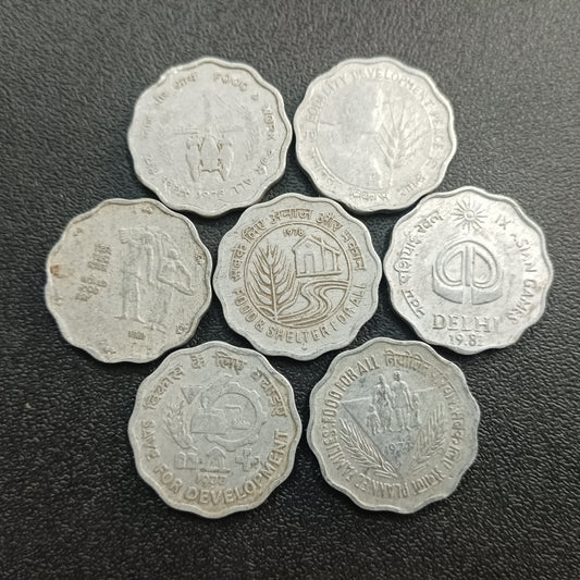 Set of 7 Different 10 Paise Commemorative Coins (VF Conditions)