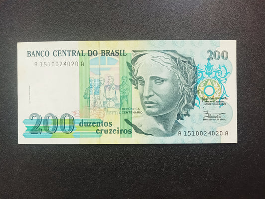 200 Cruzeiros 1990 XF condition - Brazil