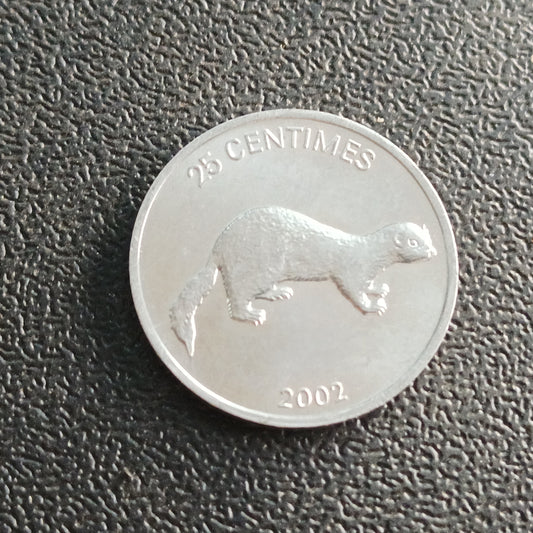 25 Centimes 2002 AUNC (Weasel) - Congo