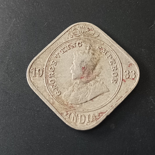 2 Anna 1933 Calcutta Rare George V (Ref : AUC1520)