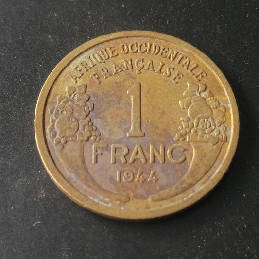 1 Franc 1944 (Scarce) - French West Africa ( Ref : AUC1523)