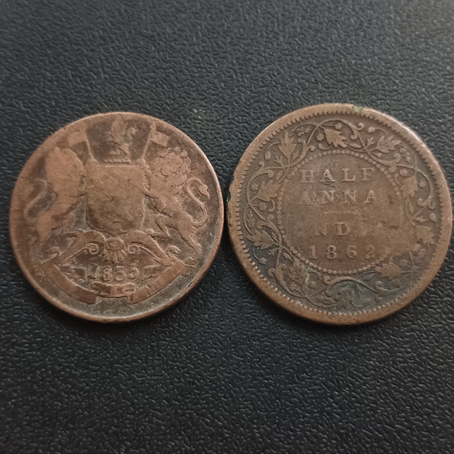 Lot of 2 Coins - 1/2 Anna 1835 EIC & 1/2 Anna 1862 Victoria (Ref: AUC0726)