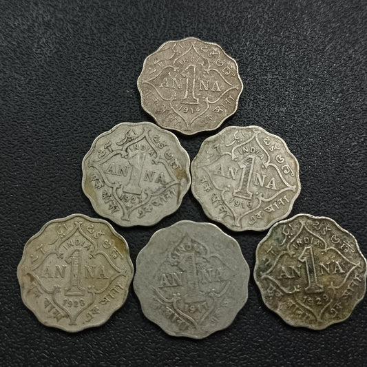 Lot of 6 coins -1 Anna George V Scarce Years (Ref : AUC0931)