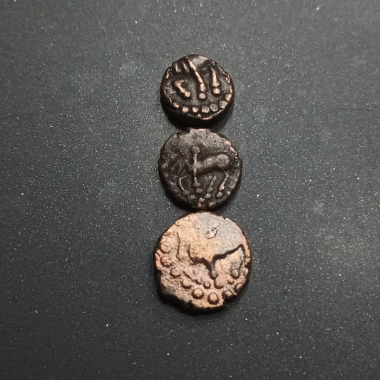 Set of 3 Coins - 1/4 Kakini , 1/2 Kakini , 1 Kakini - (200Ad- 340AD) Naga Dynasty of Narwar - (Ref : AUC1324)