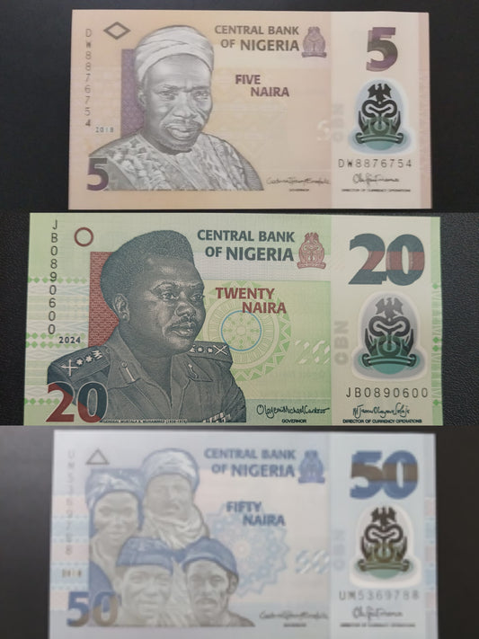 Nigeria - Set of 3 UNC Polymer Note