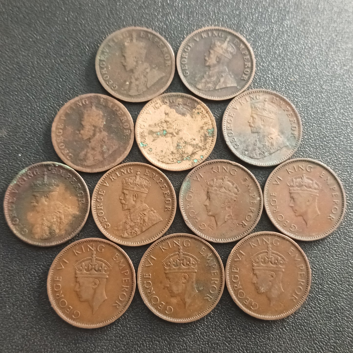 1/4 Anna x 12 Different Years (George V & George VI) - (Ref : AUC0722)