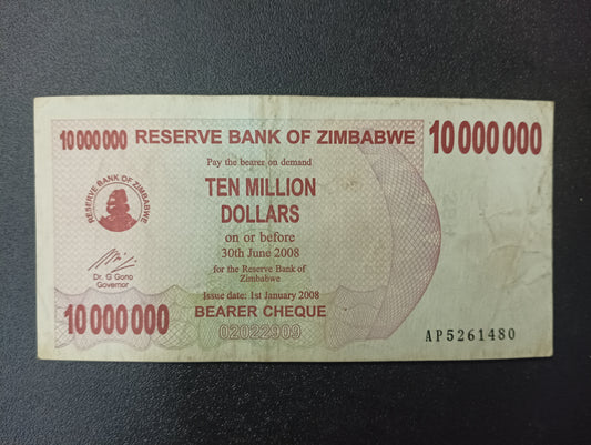 10 Million Dollars 2008 (Bearer Cheque) - Zimbabwe