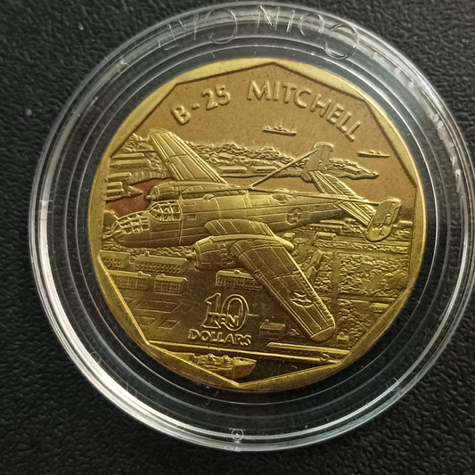 10 Dollars 1991 UNC :Aircraft of WWII : B-25 Mitchell - Marshall Islands