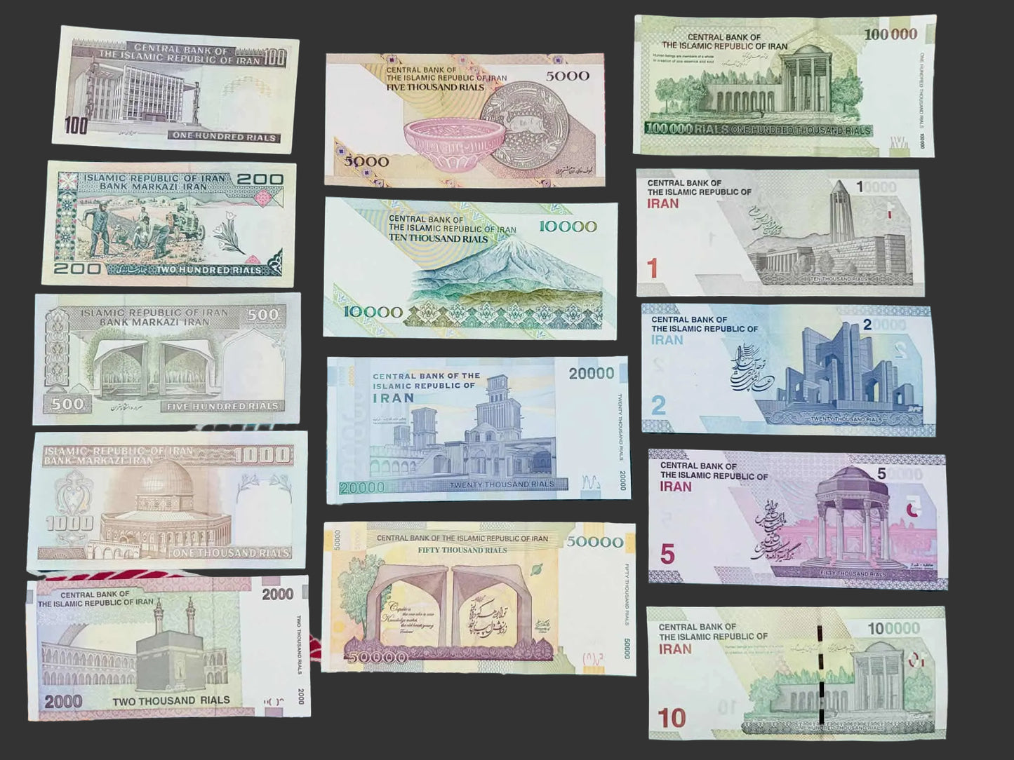 Set of 14 Different UNC Notes from Iran