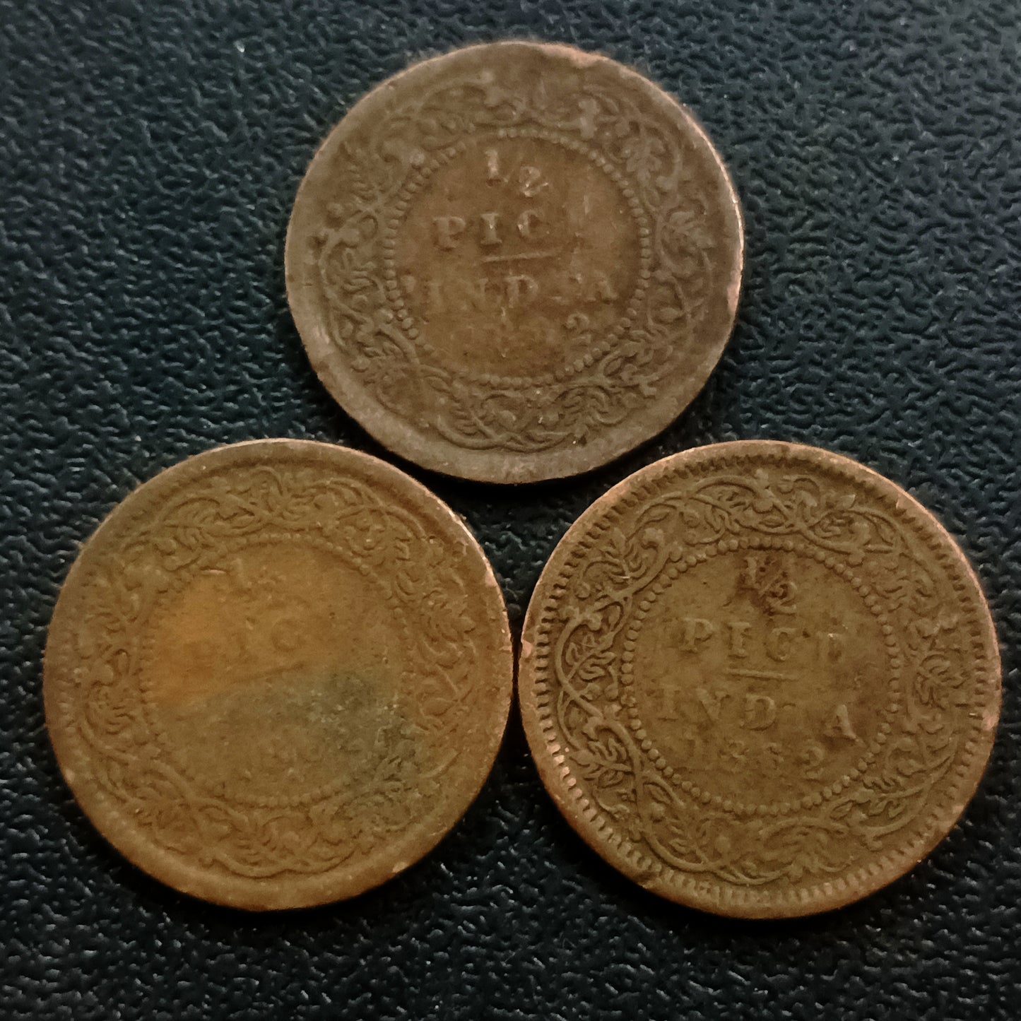 1/2 Pice 1862 Victoria - Lot of 3 Coins - (Ref : AUC1477)
