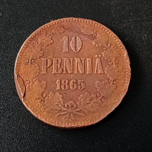 10 Pennia 1865 - Alexander II - Finland (Ref: AUC1633)