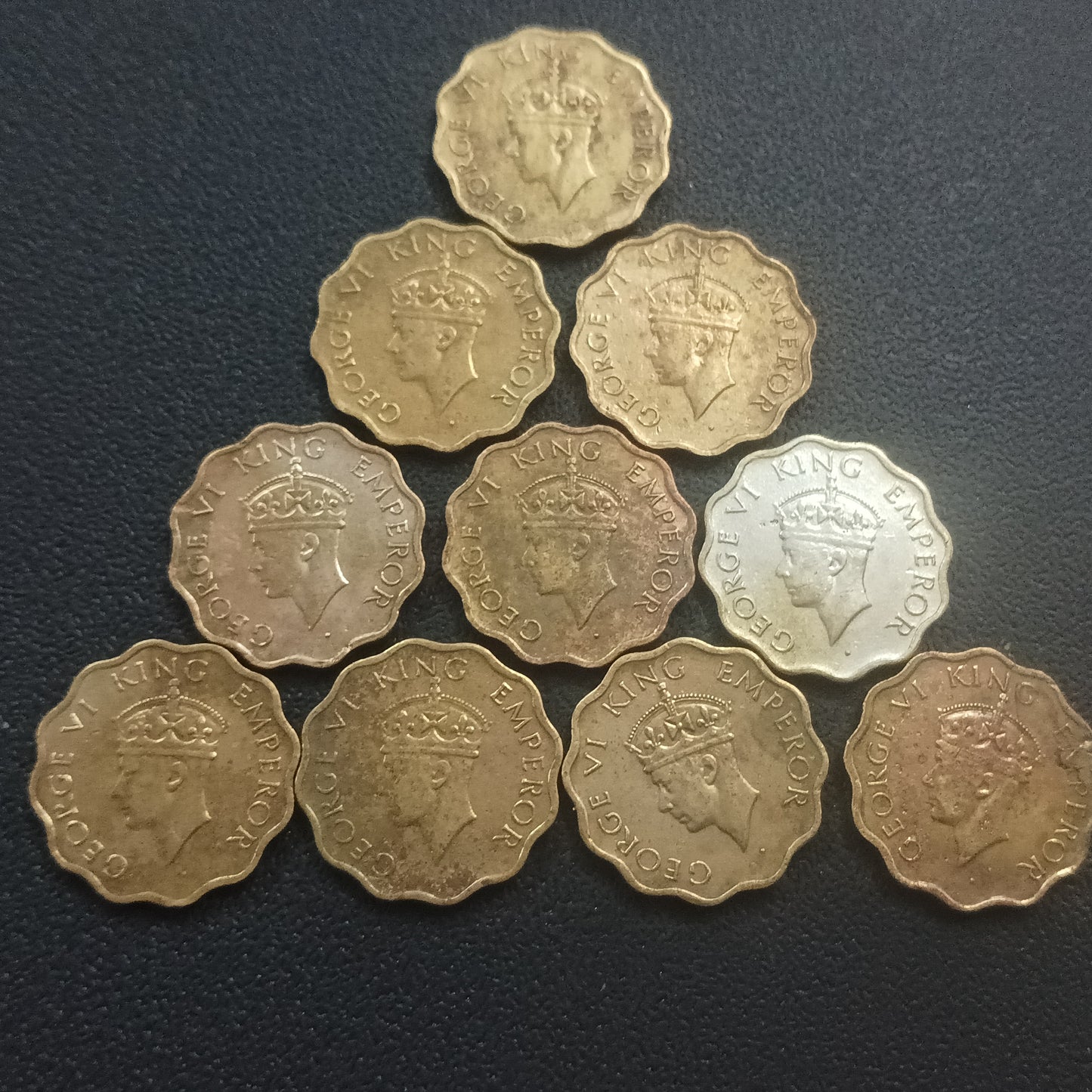 Lot of 10 Coins - 1 Anna George VI -Nickel Brass Coins (Ref : AUC0788)