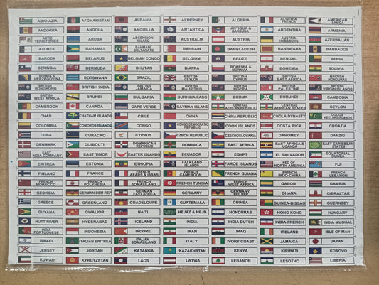 Country Sticker Sheets 352 Countries - Suitable for Coin Flips & Note Sleeves