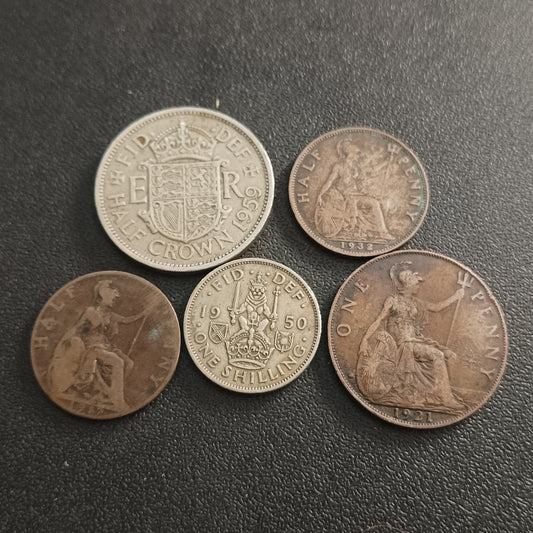 Lot of 5 Scarce Coins - Mix Denominations United Kingdom (ref : AUC01006)