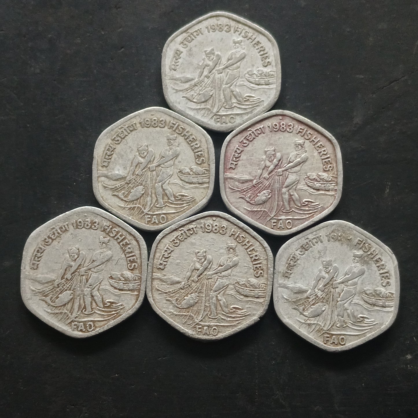 Lot of 6 Coins - 20 Paise Fisheries (FAO) - (Ref: AUC1559)
