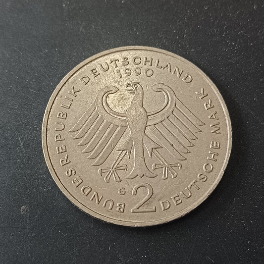 2 Deutsche Mark 1990 (Franz Josef Strauss) - 40 years of Federal Republic of Germany - Germany
