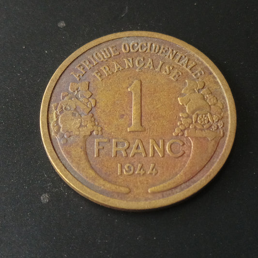 1 Franc 1944 (Scarce) - French West Africa ( Ref : AUC1346)