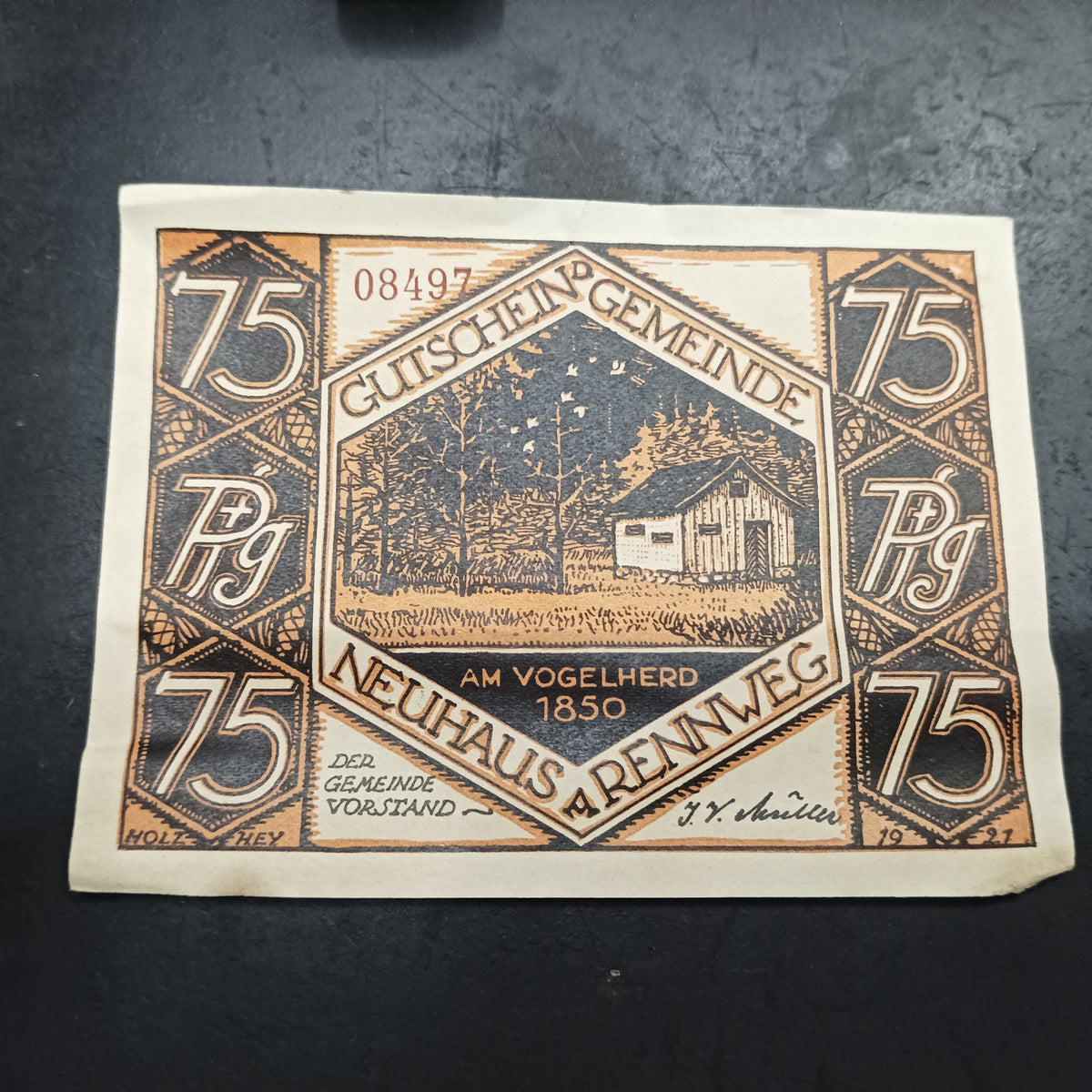 75 Pfennig 1921 - 	Municipality of Neuhaus am Rennweg (Thuringia)- German Notgeld (Ref: AUC1889)