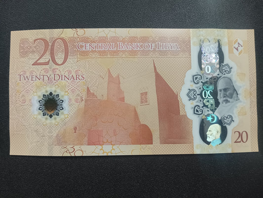 20 Dinars 2025 UNC Polymer Note - Libya