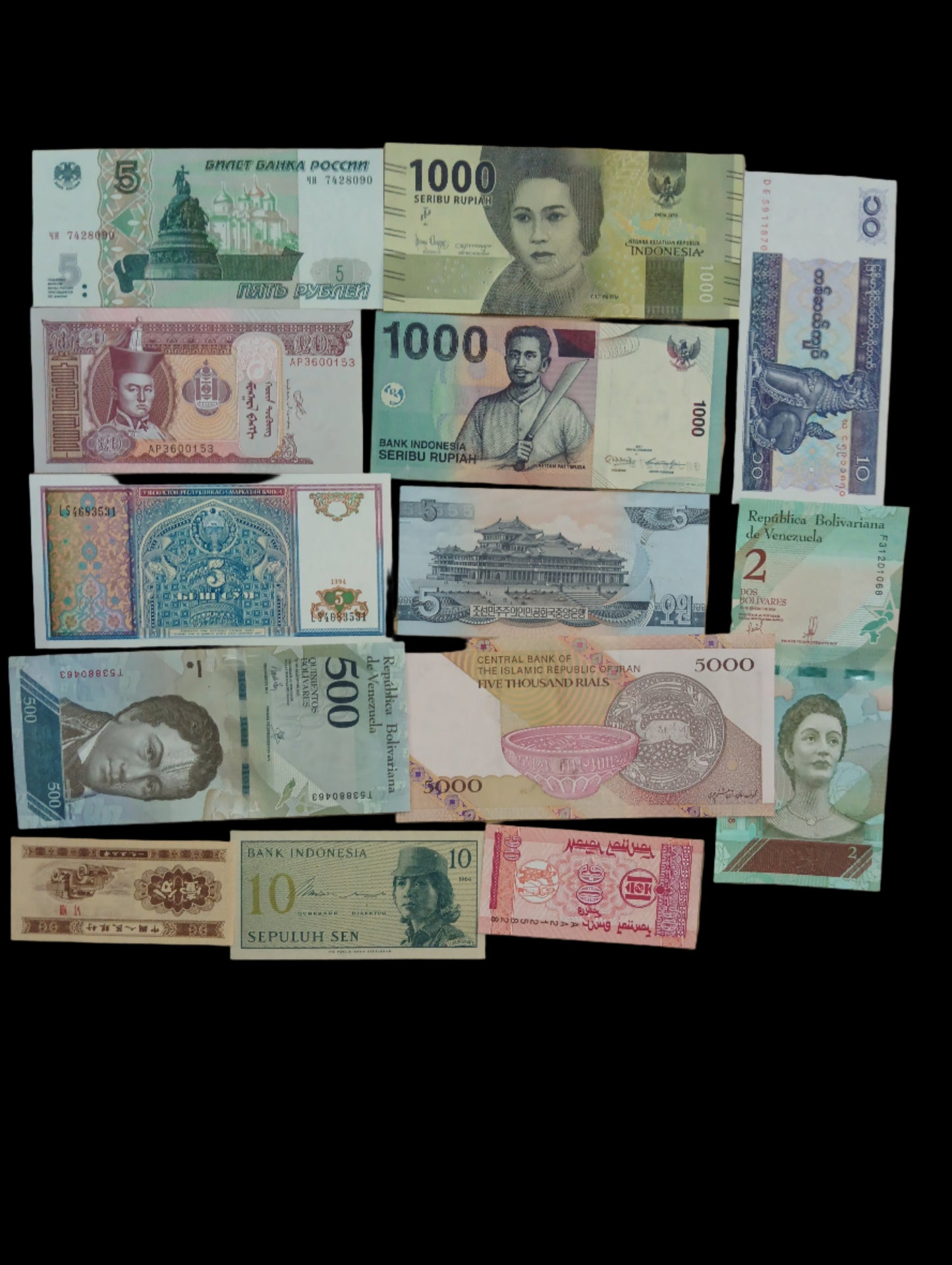Set of 100 All Different UNC Bank Notes