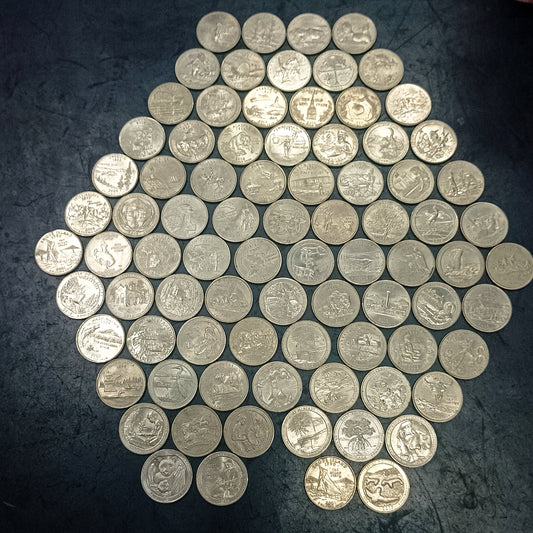 Lot of 84 Coins - All Different 1/4 Dollar Commemorative XF Grades - U.S.A - (Ref: AUC1946)