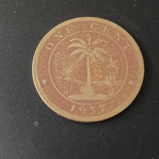 1 Cent 1937 Liberia Scarce (Ref : AUC1326)