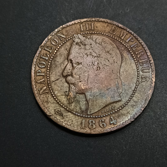10 Centimes 1864 - Napoleon III - France (Ref: AUC1847)